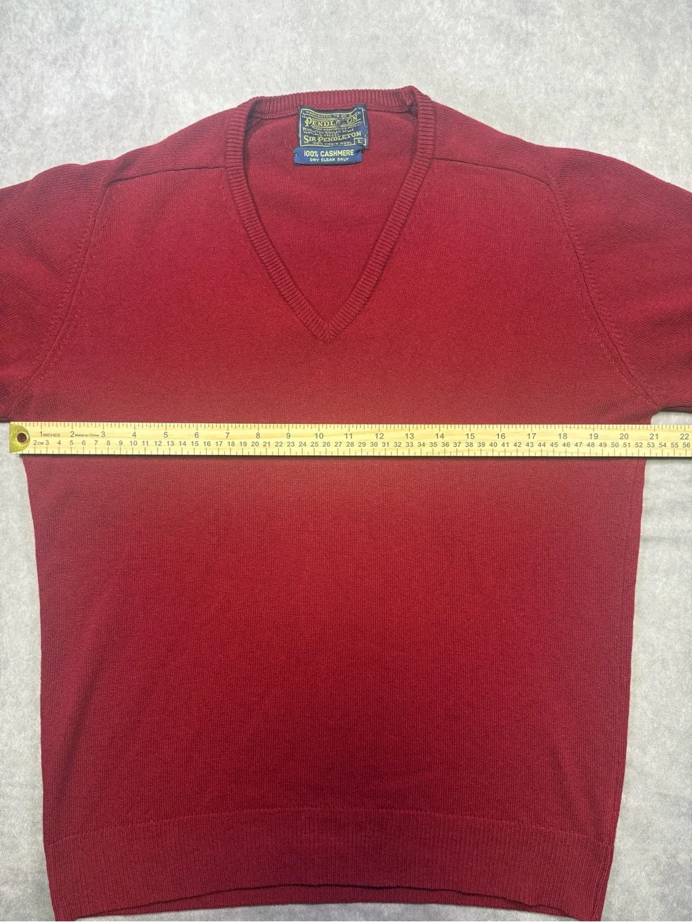 EUC 100% Cashmere Vintage Sir Pendleton Men's V-Neck Sweater - Deep Red